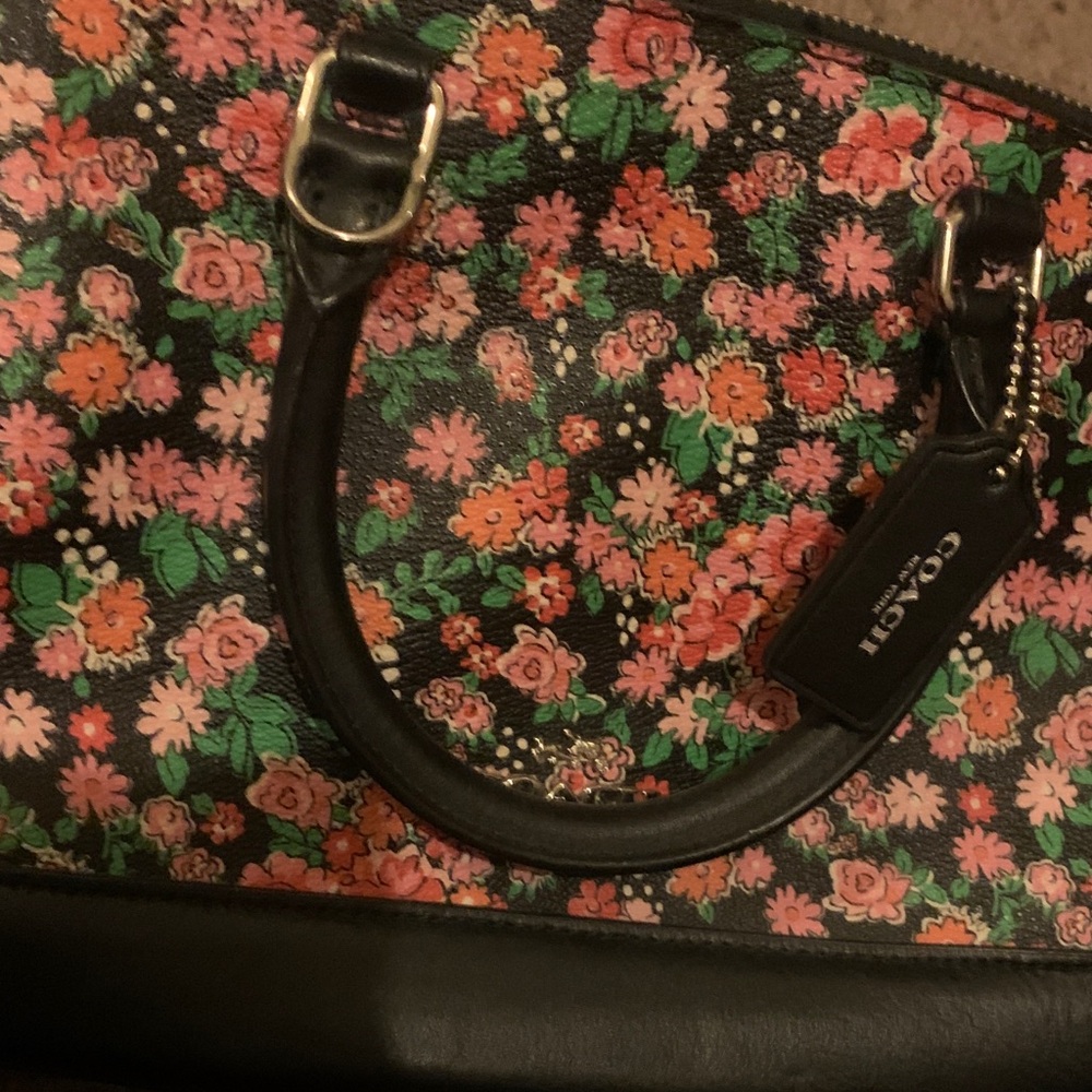Coach Black and Pink Floral Shoulder Bag